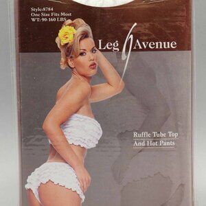 Leg Avenue Ruffle Tube Top & Hot Pants - White